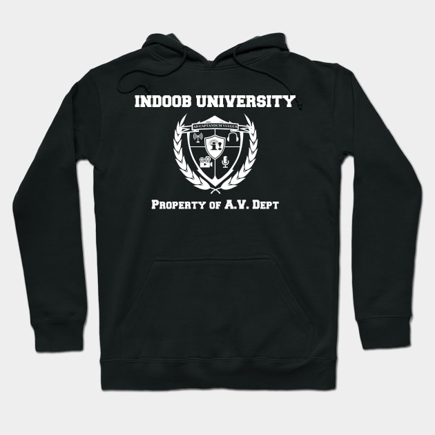 IU: A/V Dept (white print) Hoodie by tsterling